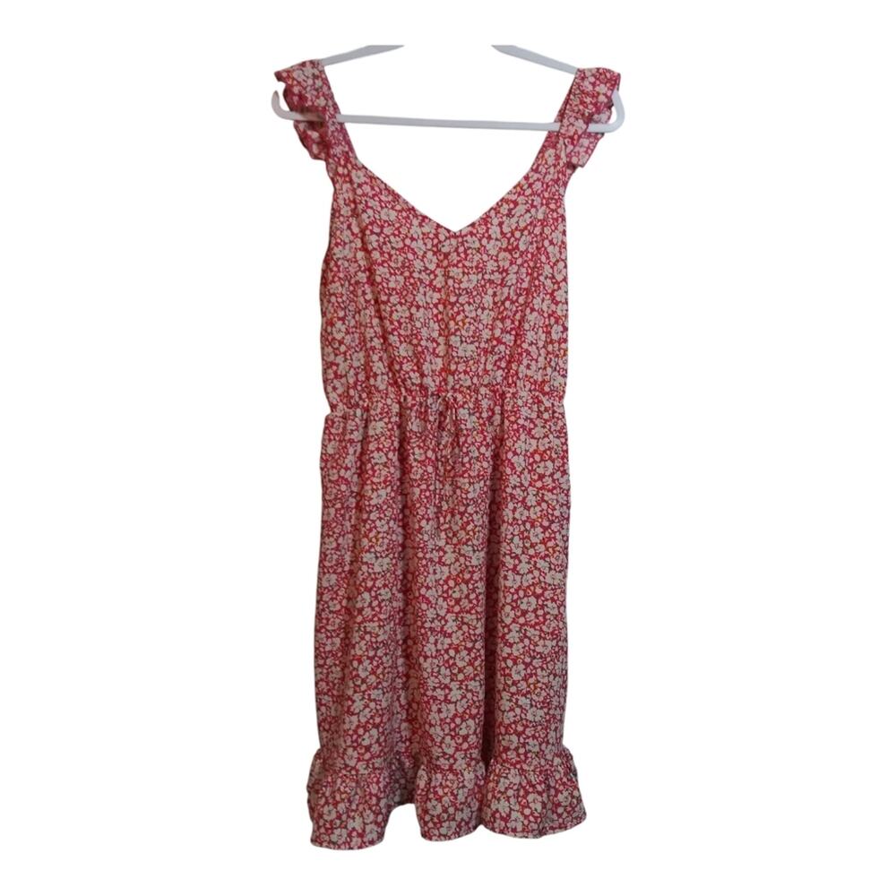Betsy's Boutique Sassy Floral Ruffle Accented Dress Vacation Summer Size L
